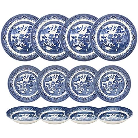 Churchill Blue Willow 12 Piece Dinnerware Set Cover