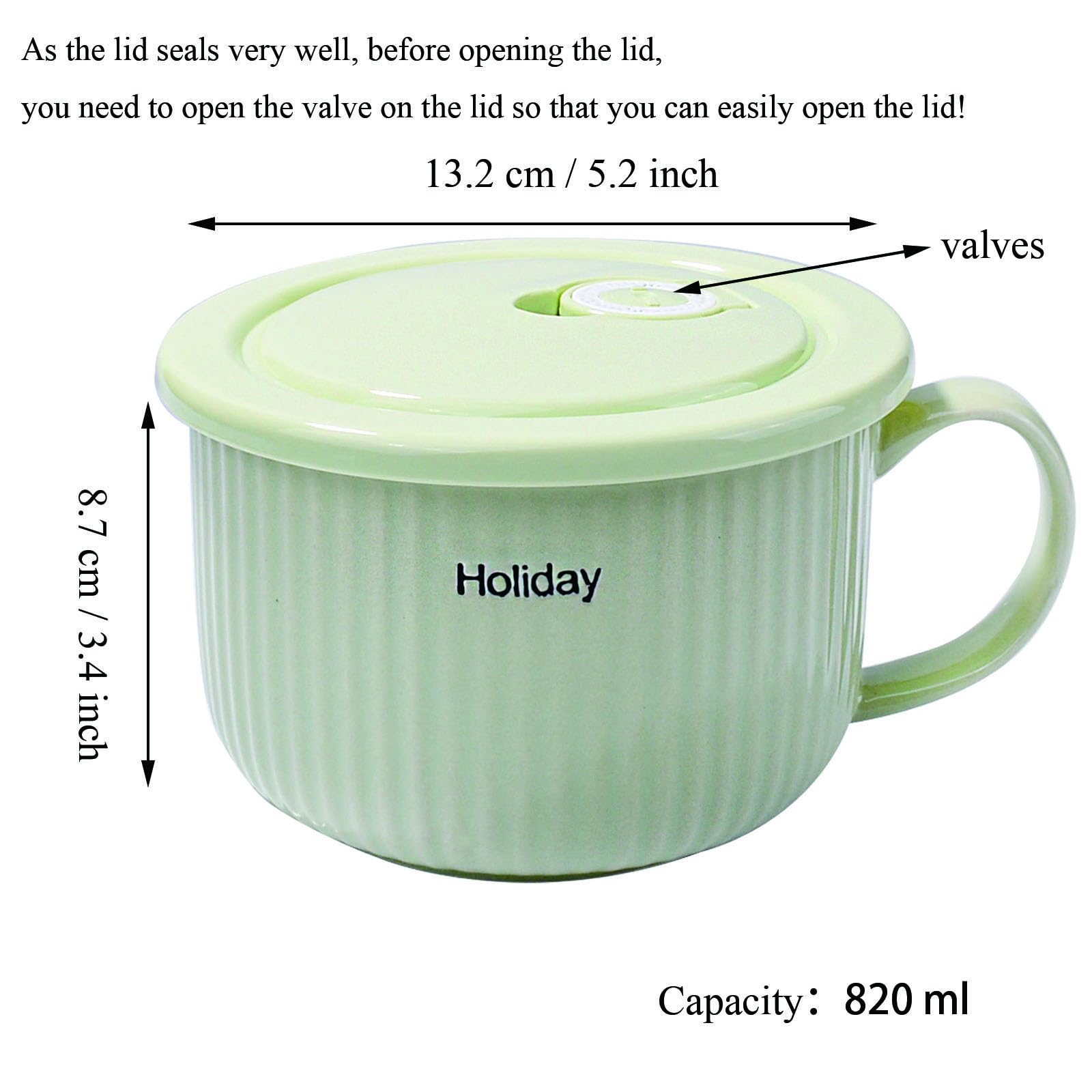 Amazon.com | Swlthwen Ceramic Bowl with Lid and Handle for Soup