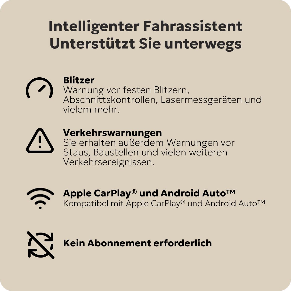 Needit Drive One Pro Verkehrswarner [NEUHEIT 2026] mit Farbdisplay | Für Apple CarPlay & Android Auto I mit Live-Verkehrswarnungen I Kein Abo erforderlich I Mit Daten von Blitzer.de