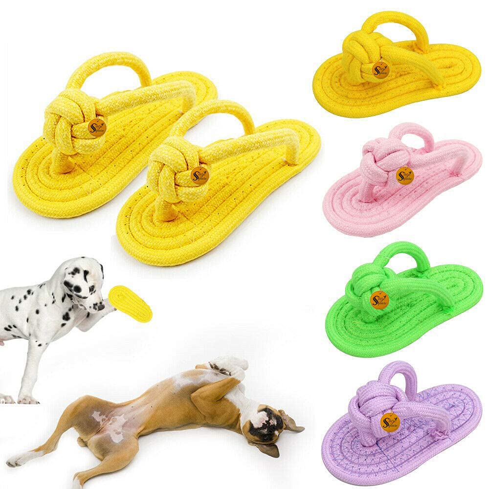 Sage Square Cute Dog Puppy Pet Chew Toy Braided Slipper Molar Tooth Dental Cleaning Toys - Color May Vary (Pack of 2) (B08C9K8P12) Amazon Price History, Amazon Price Tracker