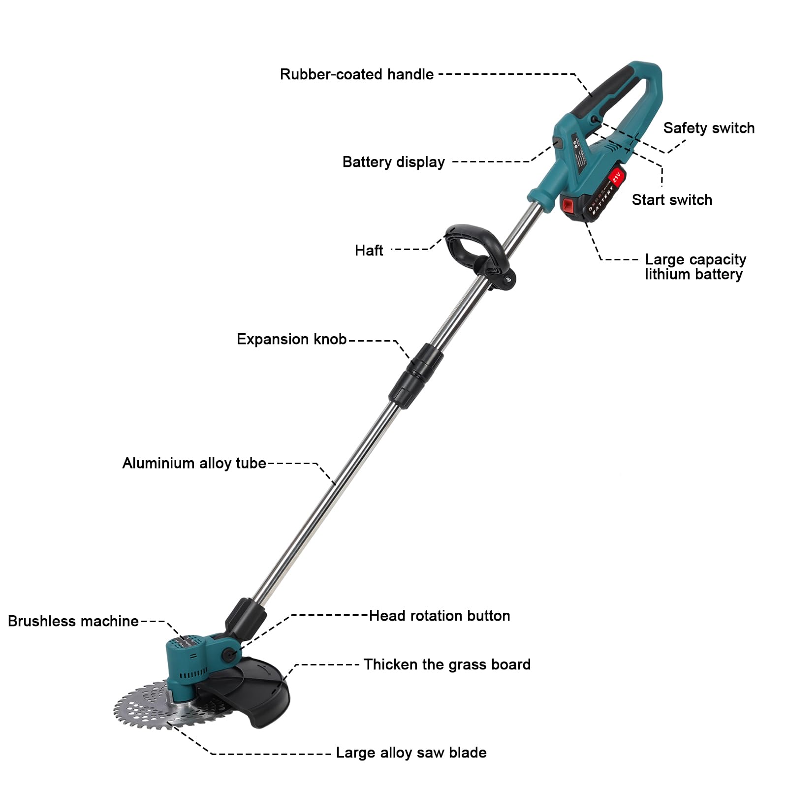 ASUNCELL Elektrische bosmaaier, snoerloze Grastrimmer