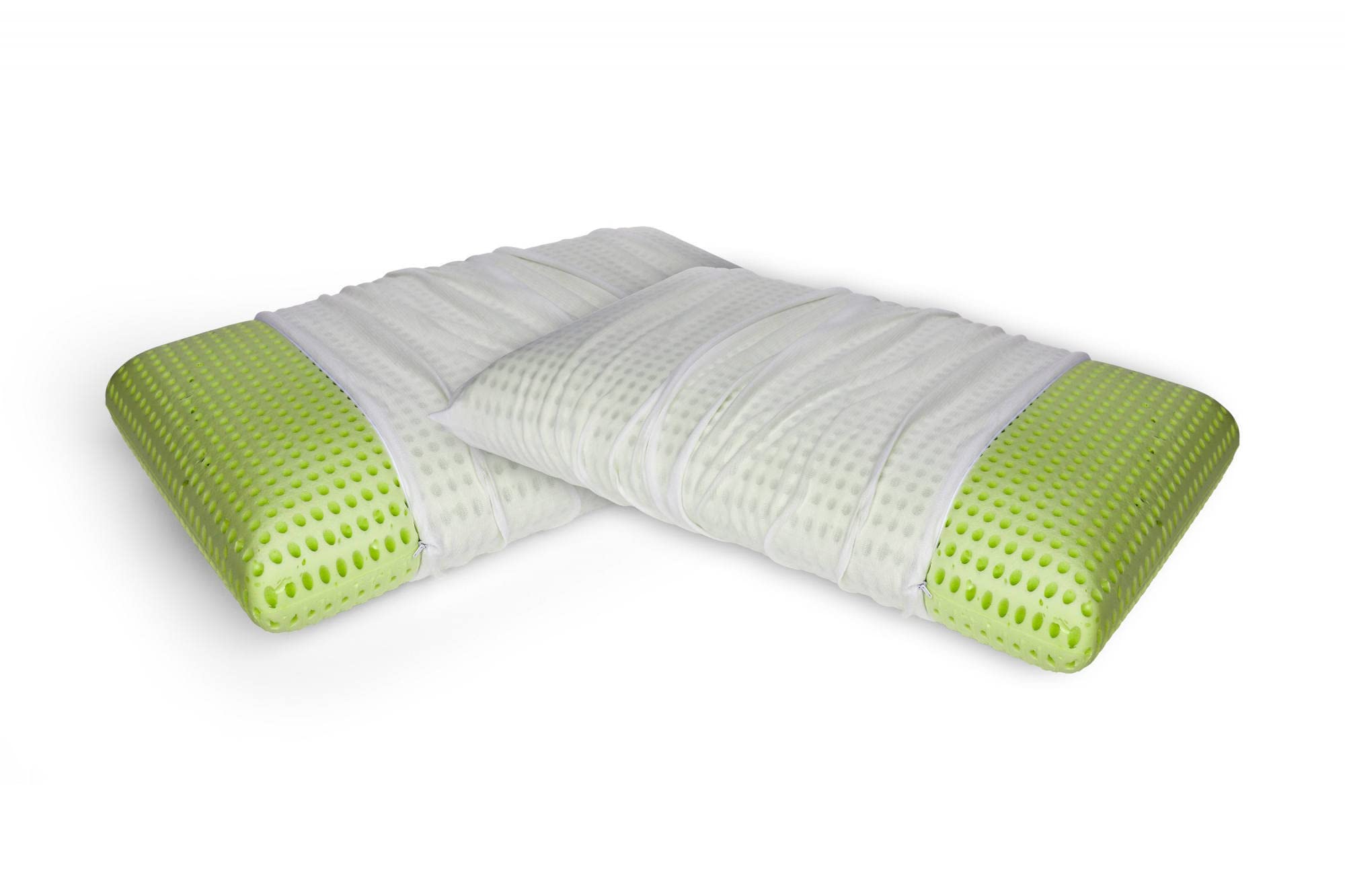Talamo Italia - Talamo Italia Set di 4 Cuscini per letto, 100% Made in Italy, Guanciale sfoderabile a "saponetta" in Memory Foam forato,Anallergico e Traspirante,70x40xh16 cm