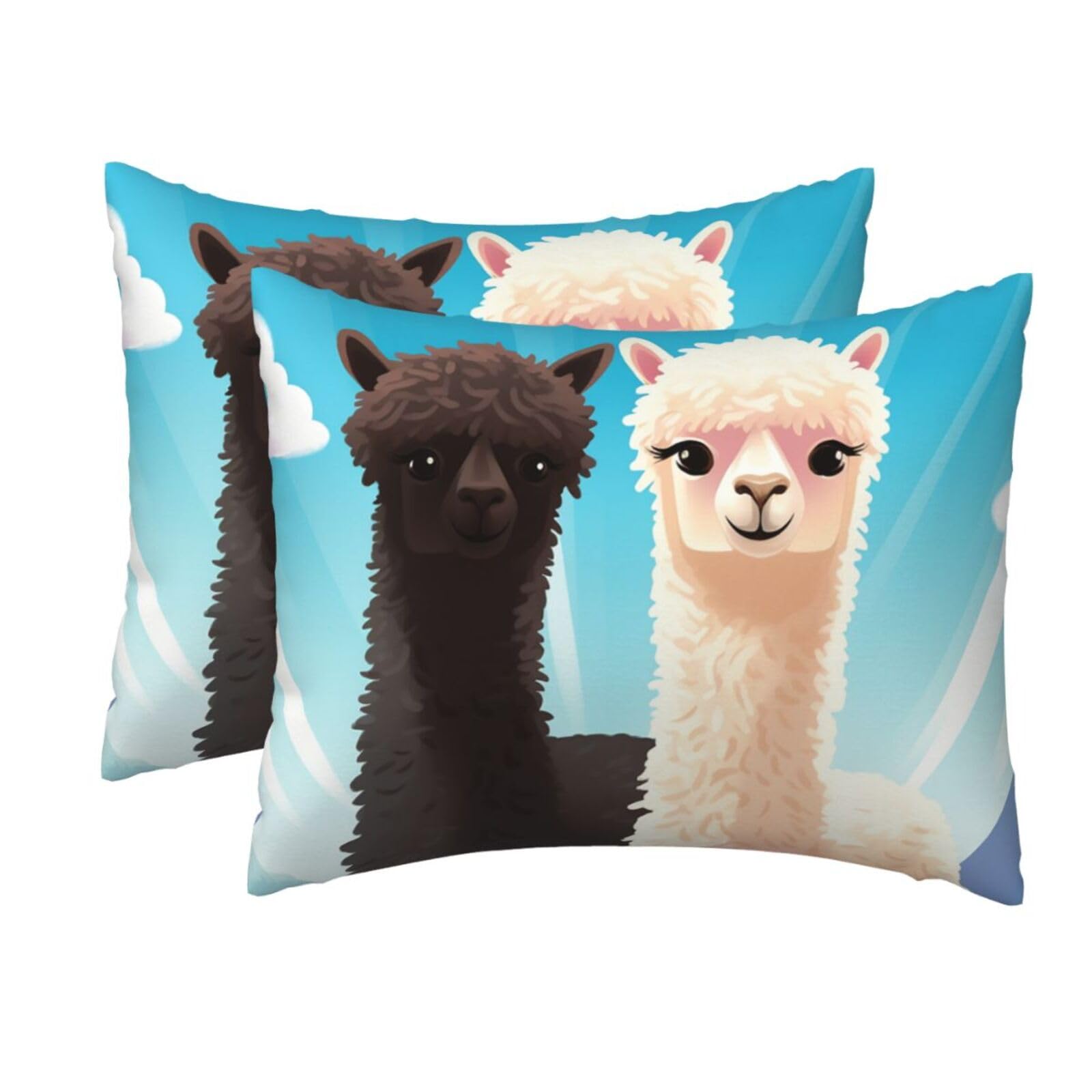 2 Pack Standard Size Pillow Cases for Hair and Skin Soft Breathable Pillow Case Covers with Hidden Zipper Alpaca Pillowcase 20x26 Inches Pillow Cover for Sleeping Gift