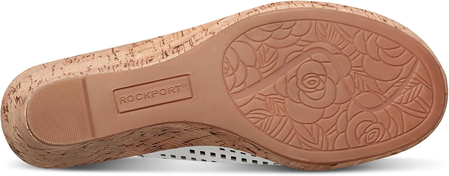 Rockport Women's Briah Perf Sling Wedge Sandal 8 White