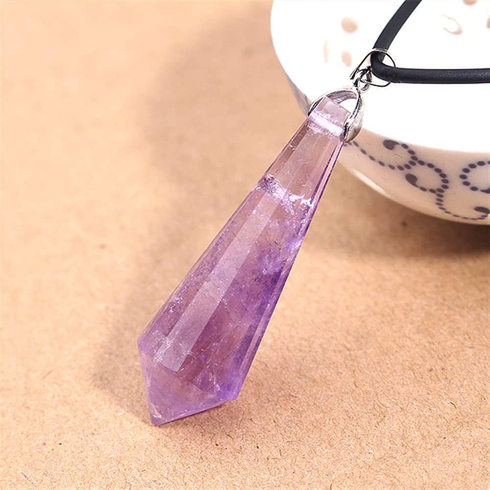 Haussammlung Natürlicher klarer Amethyst-Quarz-Kristallstein, Punkt-Edelstein-Anhänger, Pendel, Steine ​​und Mineralien, natürlicher Kristall, PEIQIYIN(Color:Rose Quartz)