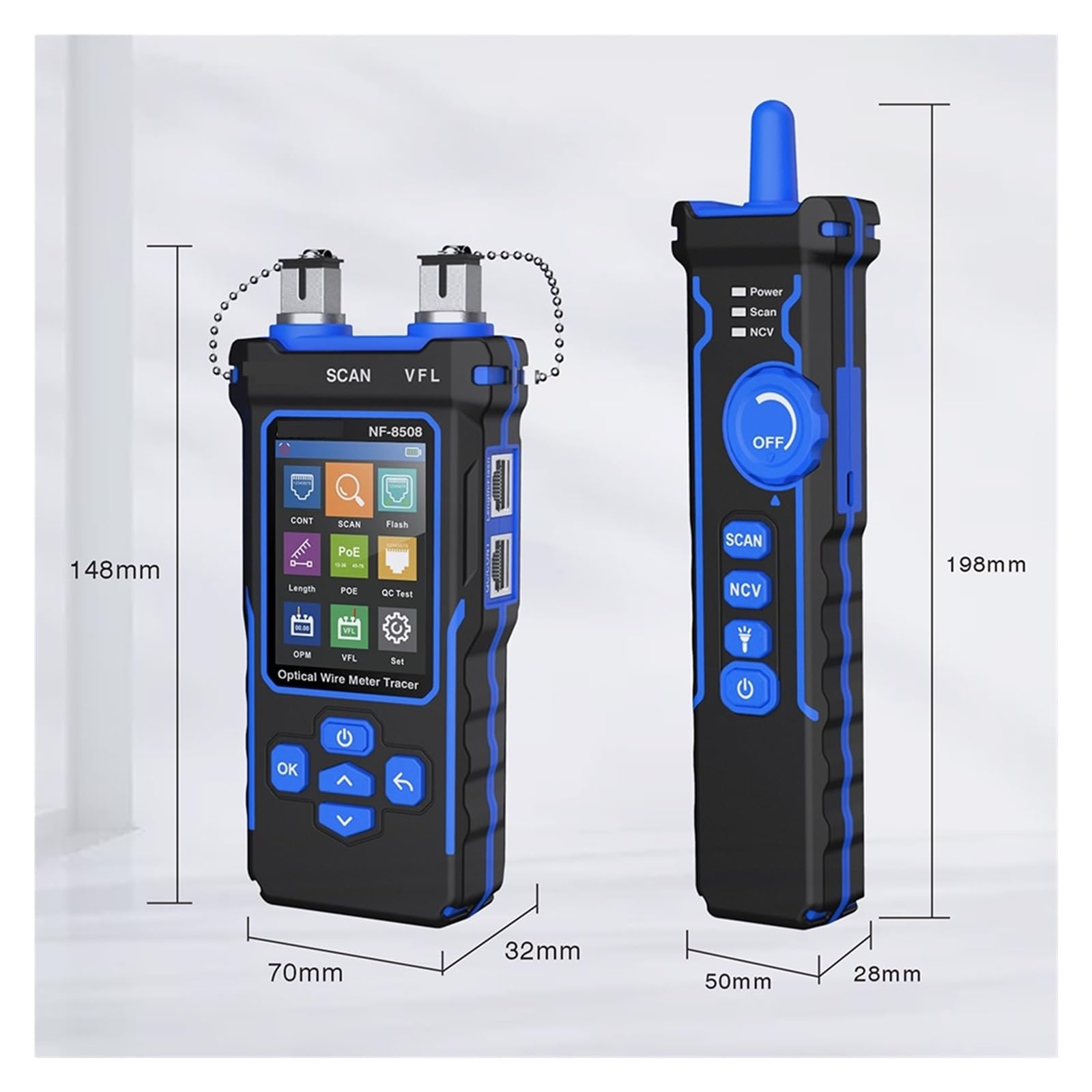 NF-8508 Misuratore di Potenza Ottica da Cintura Display LCD Misura Lunghezza Wiremap Localizzatore di Cavi e Tester di Cavi di Rete