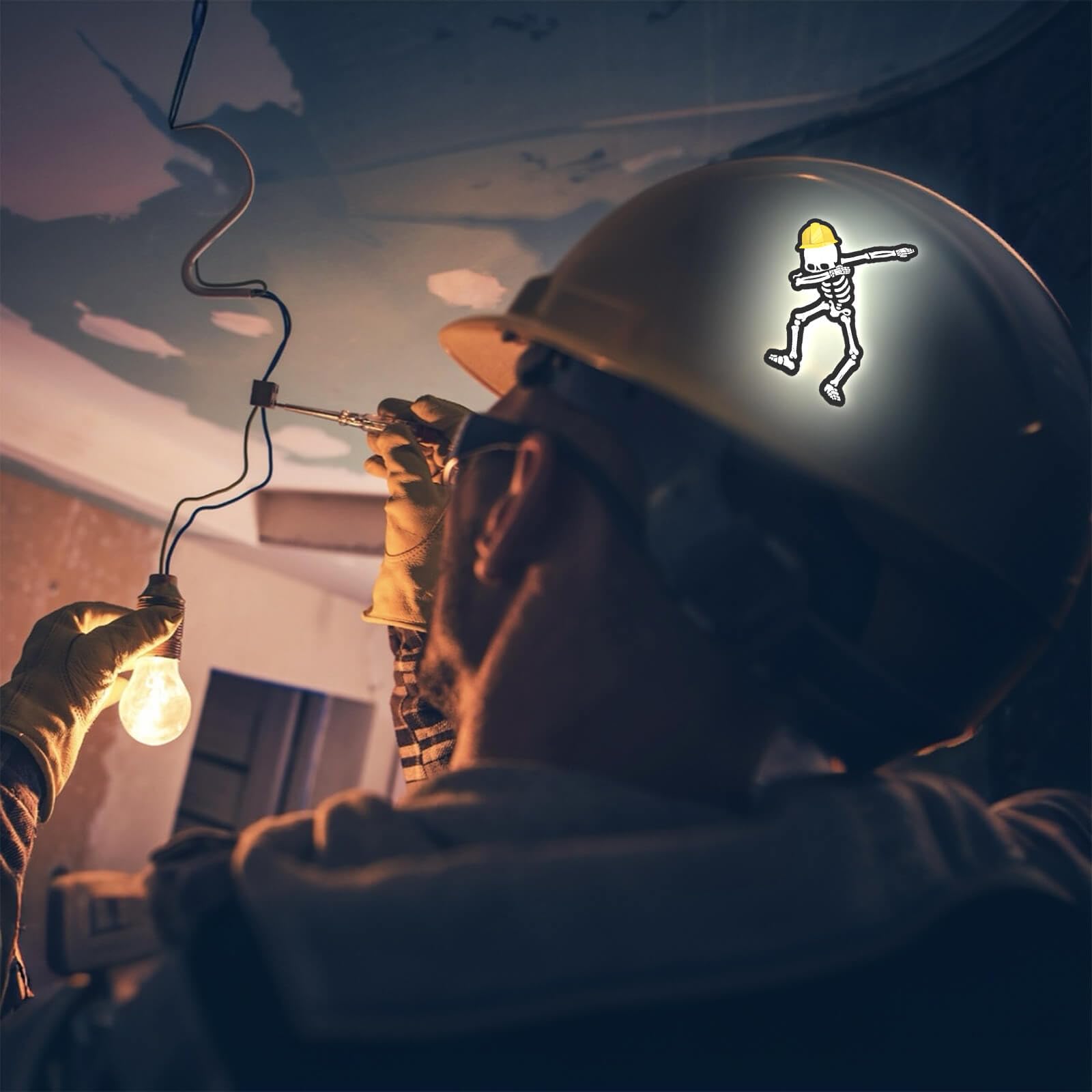 Reflective Hard Hat Stickers for Men Electrician Tools Funny Stickers for Adults Blue Collar Stickers (3PCS)