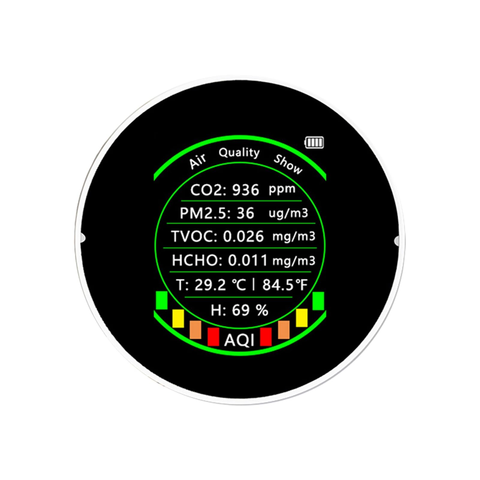 Mini Misuratore Multifunzionale della qualità Dell'aria, Rilevatore di CO2 TVOC per Interni, Bianco, con Tester di umidità e Temperatura (#1)