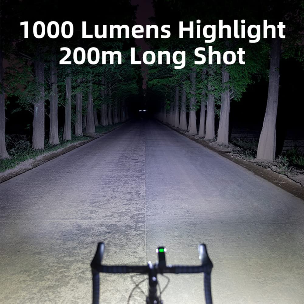 Luce per Bicicletta 1000 Lumen, Faro per Bici, Power Bank, Torcia, Manubrio, Ricarica USB, MTB, Strada, Luce ad Alta intensità