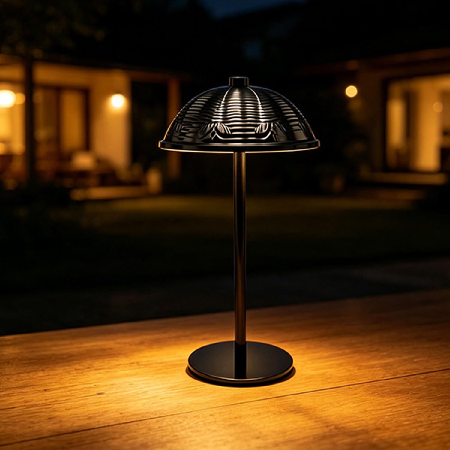 OOWOKS Akku Tischlampe Kabellos LED Dimmbar Tischleuchte Touch Control USB Aufladbar 2000mAh Batterie Lampe Pilz Nachttischlampe Tragbar Metall für Schlafzimmer Bar Restaurant Camping,Schwarz