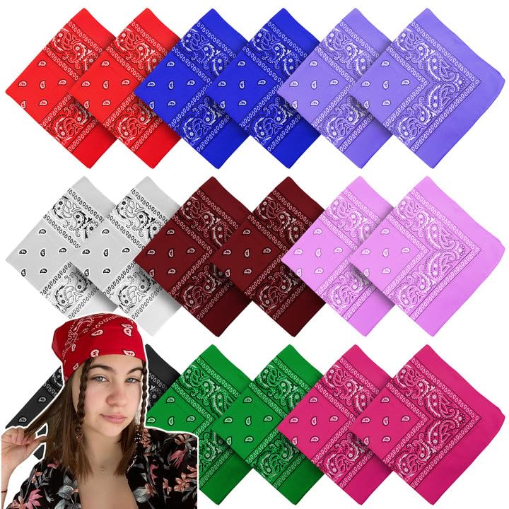 Listado de Pañuelos para la cabeza más recomendados. 43 18 Piezas Paliacates Para Hombre y Mujeres, Bandanas Multifuncionales Hombre Mujeres, Perfectos para Usar como Paliacate, Bufandas, Diademas y Adornos para las Manos(54 x 54cm)...