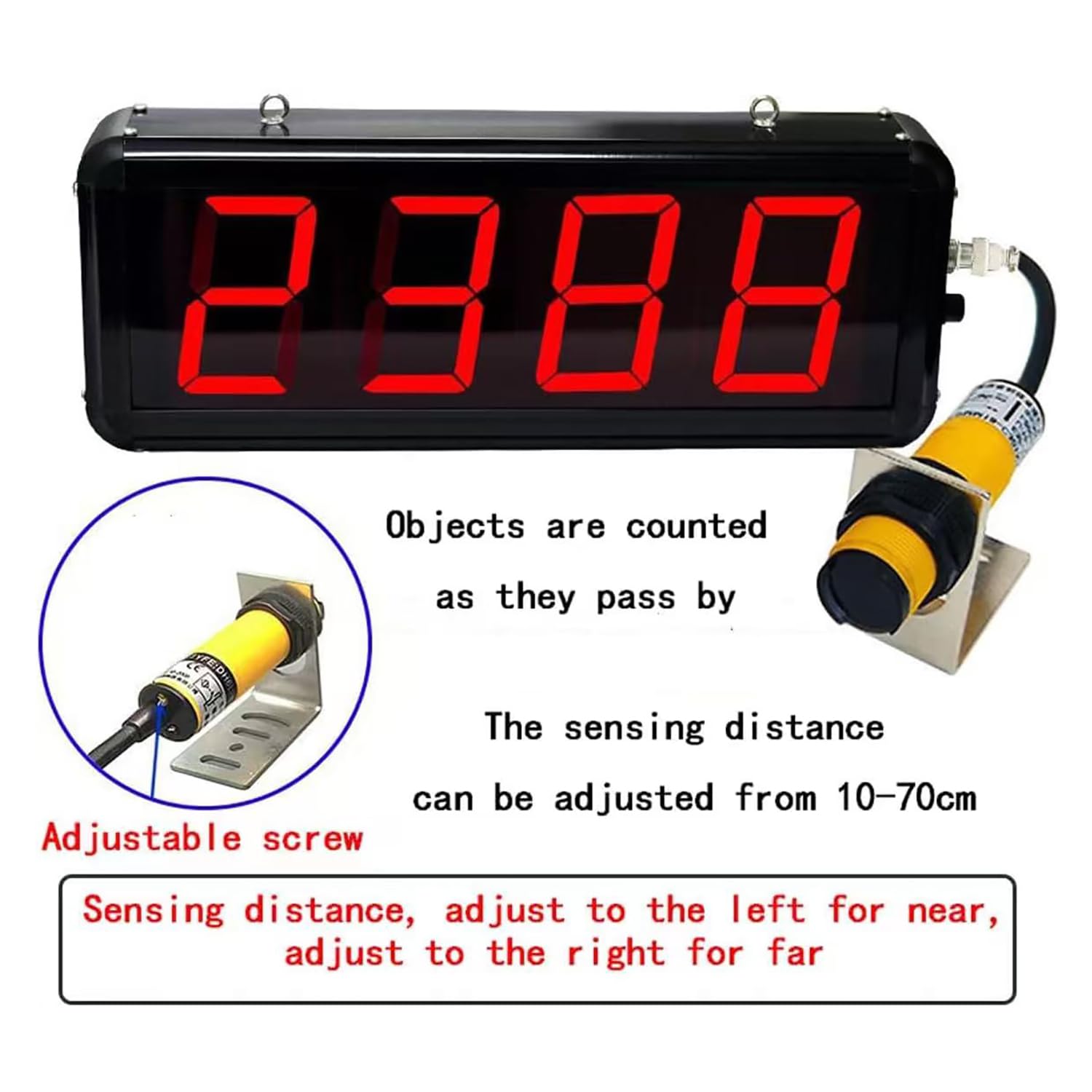 Compteur numérique LED avec détection automatique infrarouge Distance réglable pour usage industriel et éducatif