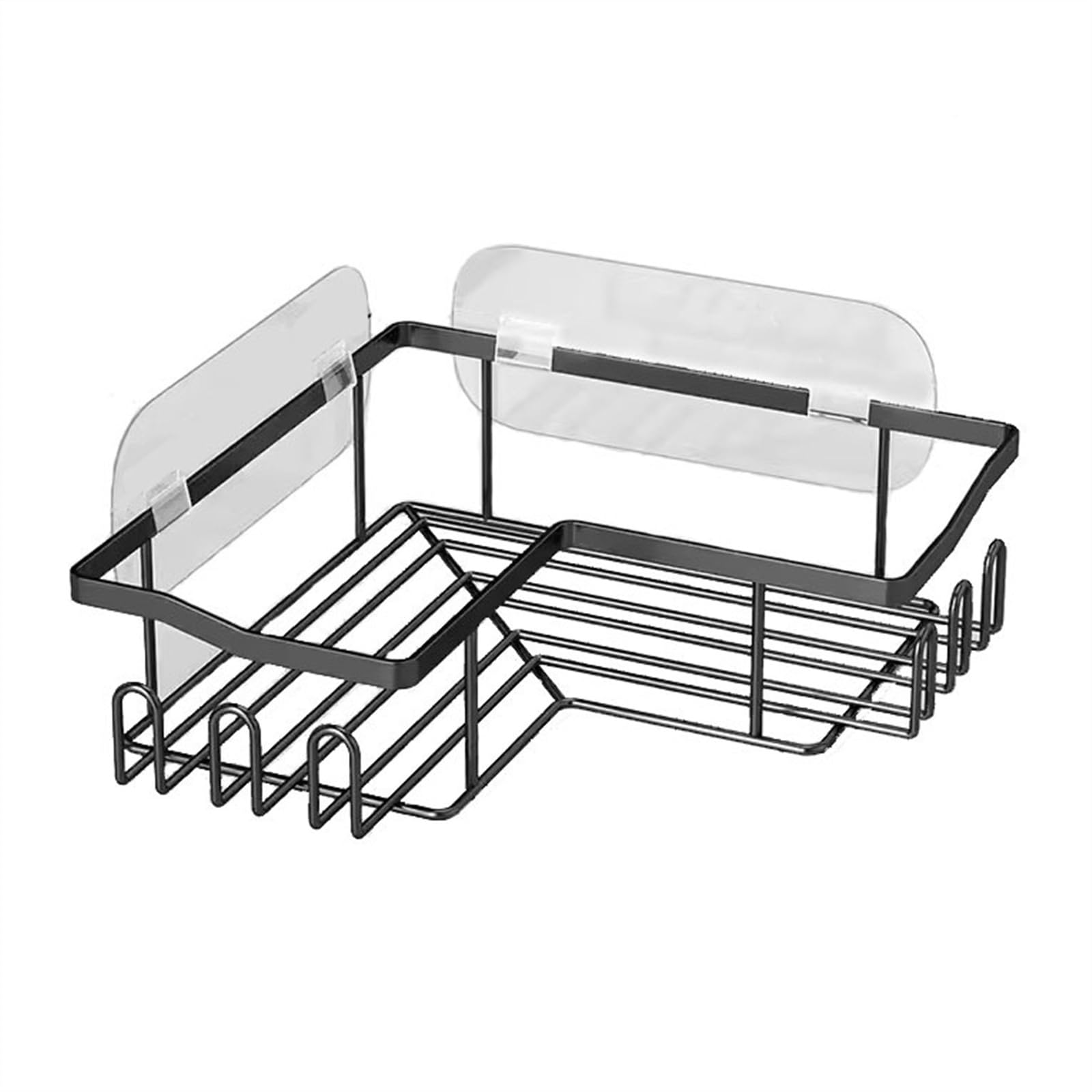 LUUYYI Bathroom Shelf Bathroom Shelves Shower Orga Black Stainless Steel Wire Shower Caddy with Hooks No Drilling Corner