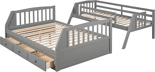 Miniatura 106 de Versatility - Litera individual sobre individual con escritorio y armario integrados, cama alta de madera maciza y plataforma independiente con