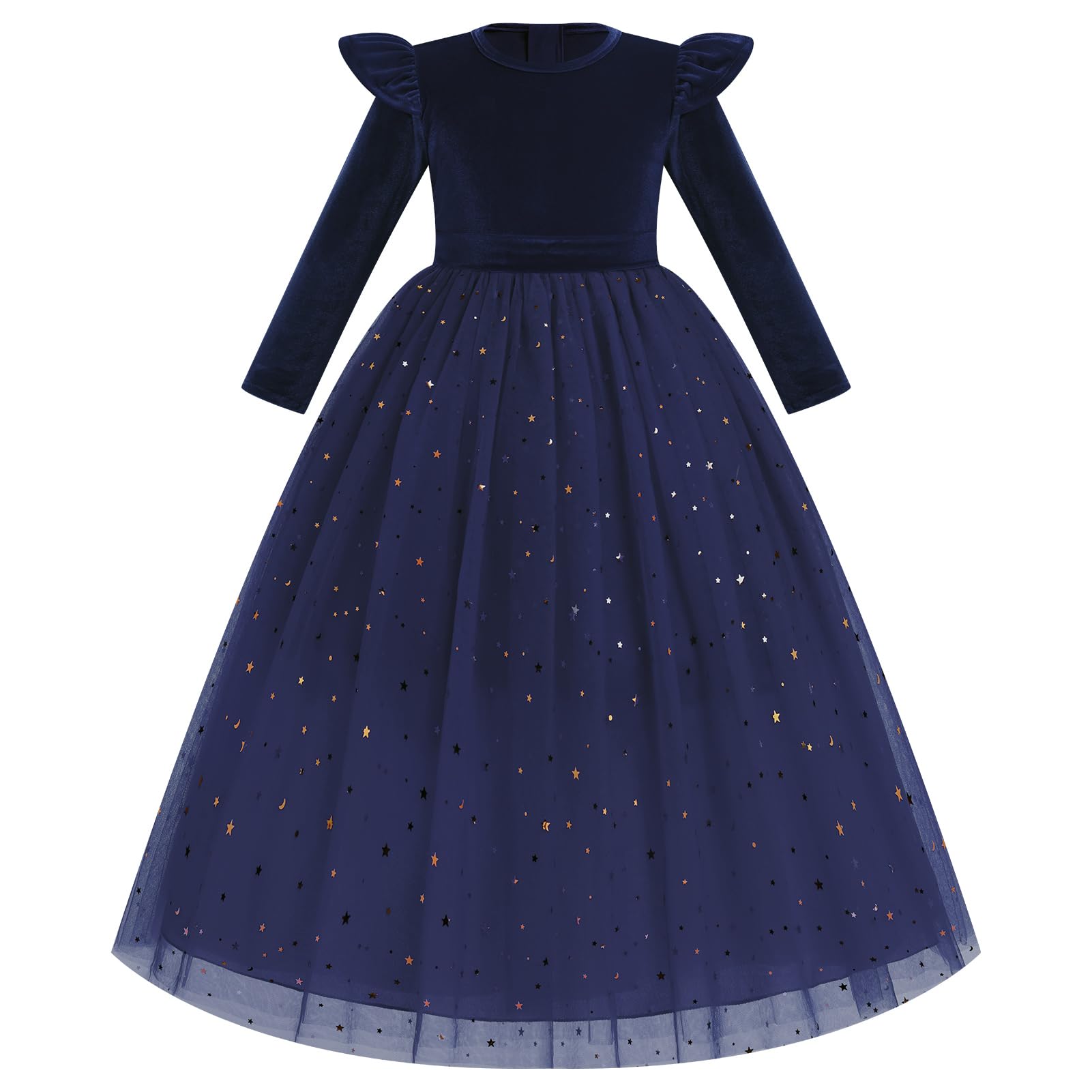 IDOPIP Stickerei-Blumenmädchen-Samt-Tutu-Kleid für Kinder, Prinzessin, Geburtstag, Party, Festzug, Hochzeitskleider, Herbst und Winter