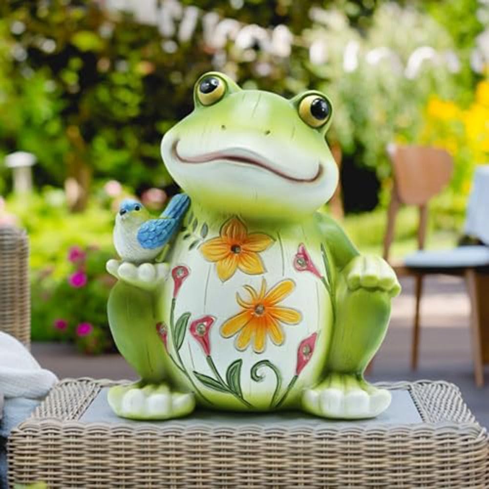 TPOne Statuetta a forma di rana da giardino solare, con luci a LED solari, decorazione per esterni, per patio, cortile, prato, veranda, rana da giardino, decorazione per mamma (rana urlante