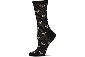 Honey Bee Rayon Blend Crew Socks Infused with byonce Black Stripe - New