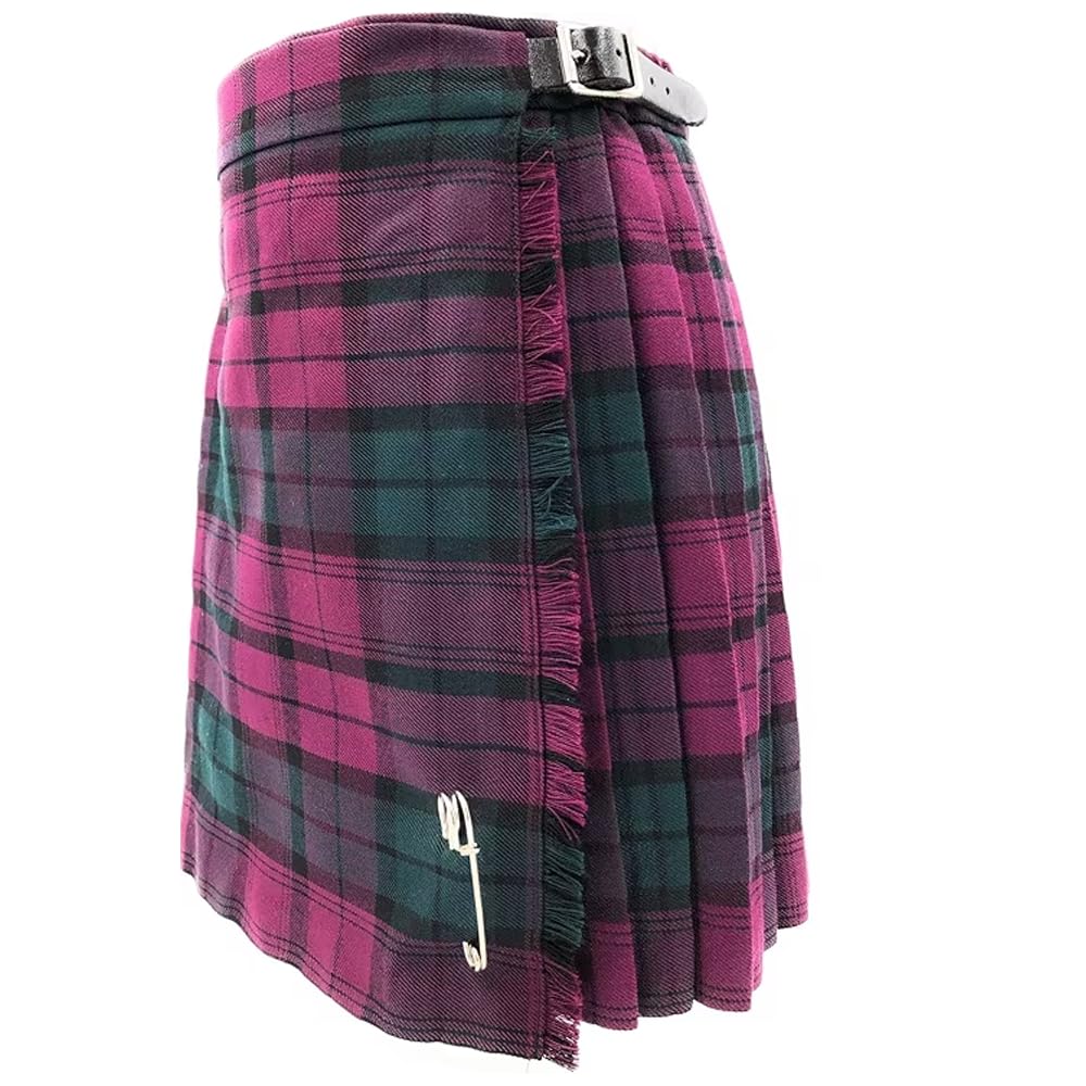 BRAW CLANS TARTANS Traditional Girls Kilt and Pin - Made in Scotland – Comfortable Fabric - Adjustable - Scottish Tartan Check Pleated Skirt