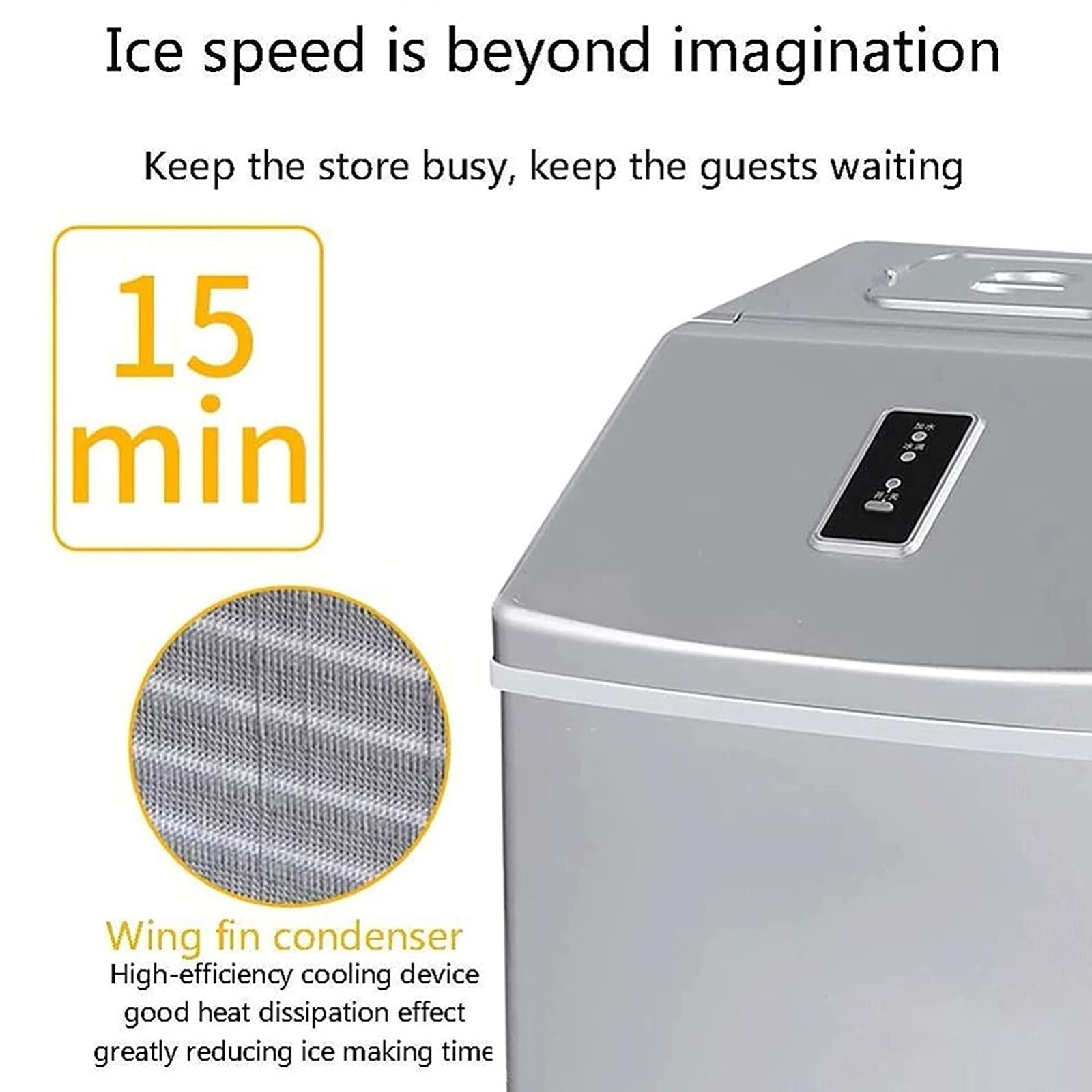 Machine Countertop, 33lbs/24h Portable Compact Ice Cube Maker 3 Thicknesses 24 Pcs Ice Cube In 15 Mins on Fridge.com - View 5