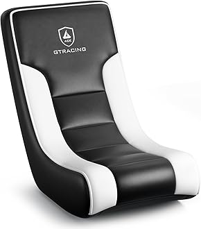 GTRACING Floor Rocking Gaming Chair – Floor Rolling Game Chairs with Angle Limiter, Gamer Rocker Floor Seat, Compact & Lightweight, Black & White