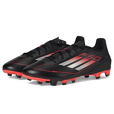 adidas F50 Club Firm Ground/Multi Ground Soccer Cleats Soccer Shoes Black/Iron Metallic/Lucid Red