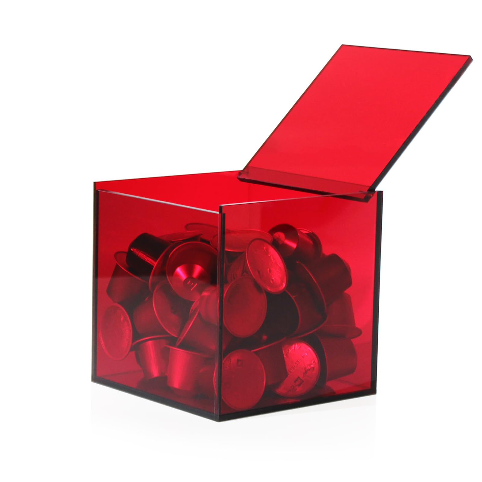 NC Caja de almacenamiento de acrílico transparente, organizador de acrílico transparente, caja de almacenamiento de cosméticos, 55 pulgadas, uso en casa y oficina (rojo, 55 pulgadas)