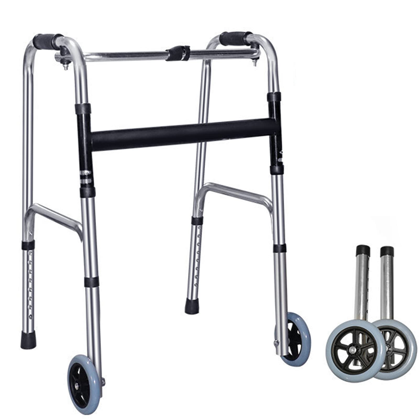 Andador Para Ancianos Con Dos Ruedas,Aluminio,Plegable,Regulable En Altura,Andadores Adultos