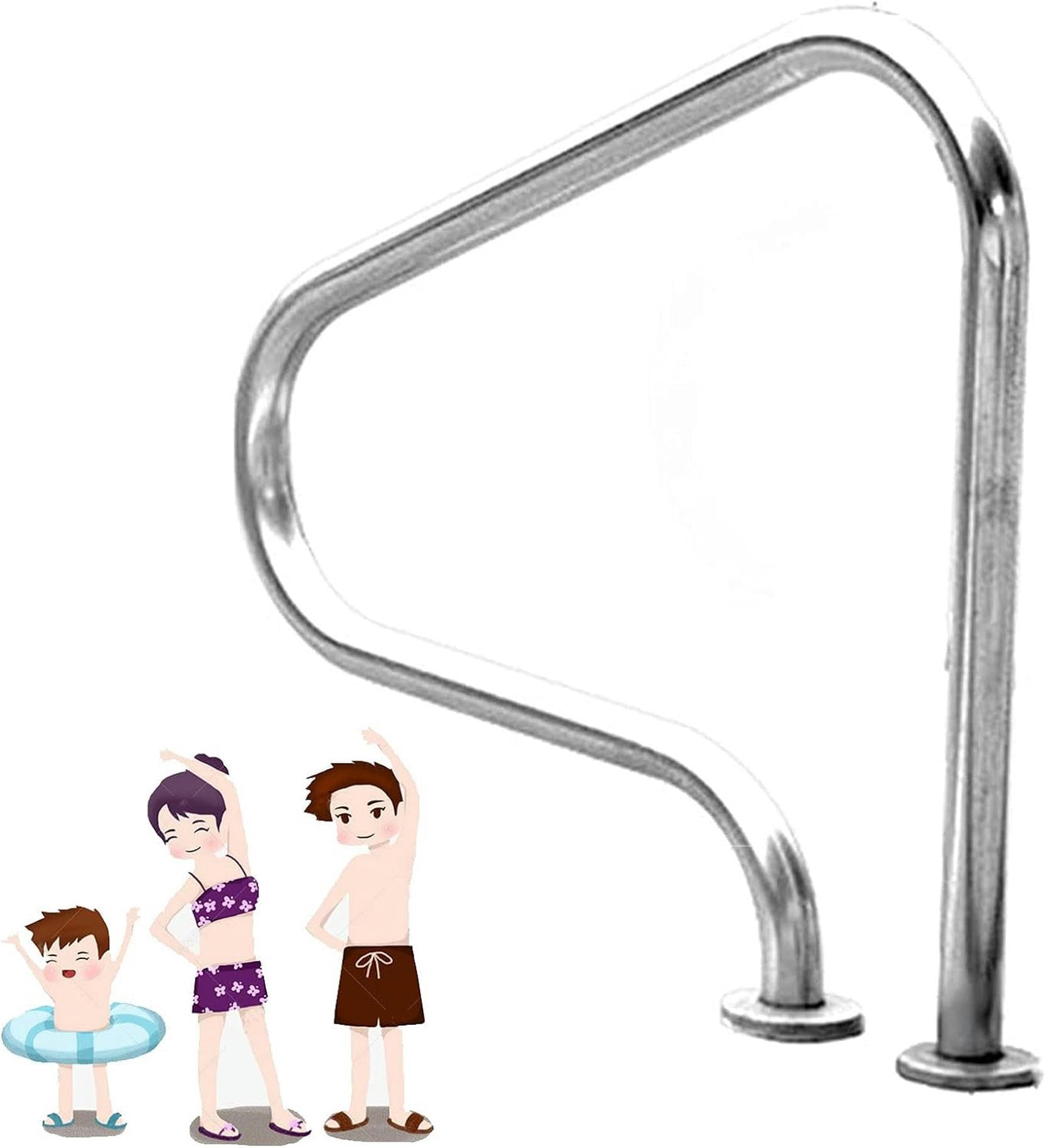 Pool Handrail Swimming Pool Handrails, 304 Stainless Steel Safety Handle, Humanized Pool Railings for Garden Backyard Pools Easy to Install