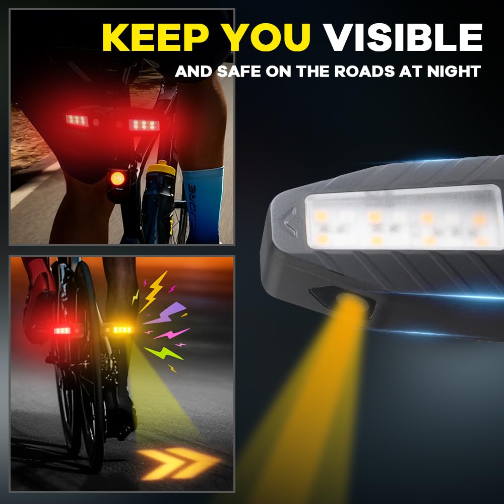 Feu Arriere Velo avec Clignotant Ultra-Lumineux à Projection, 5 Modes-Alarme sans Fil à Corne Clignotant Vélo 30 LED IPX4 Imperméable Rechargeable par USB Lumiere Velo Avant et Arriere