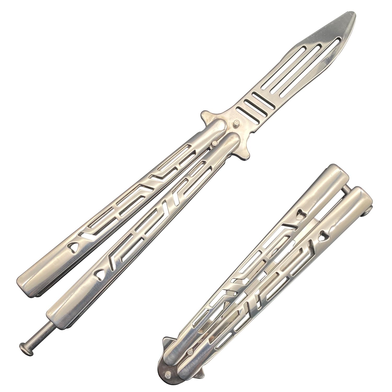 New Dull Stainless Steel Handle Butterfly Comb Practice Trainer for Training Unsharpened Blade Folding Tool Set