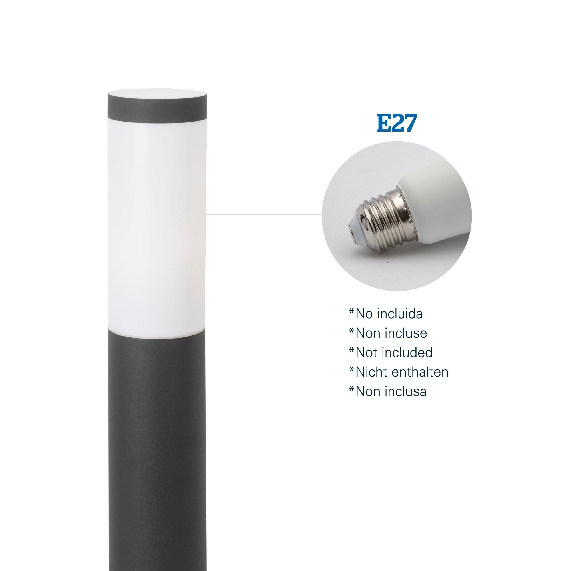 FORLIGHT Koral (4uds) Baliza Exterior para Jardín Resistente al Agua IP55. Poste de Luz para Sendero y Camino. Lámpara Bolardo de Acero Inoxidable Gris Urbano 23W. Farolillo Moderno Zonas de Paso