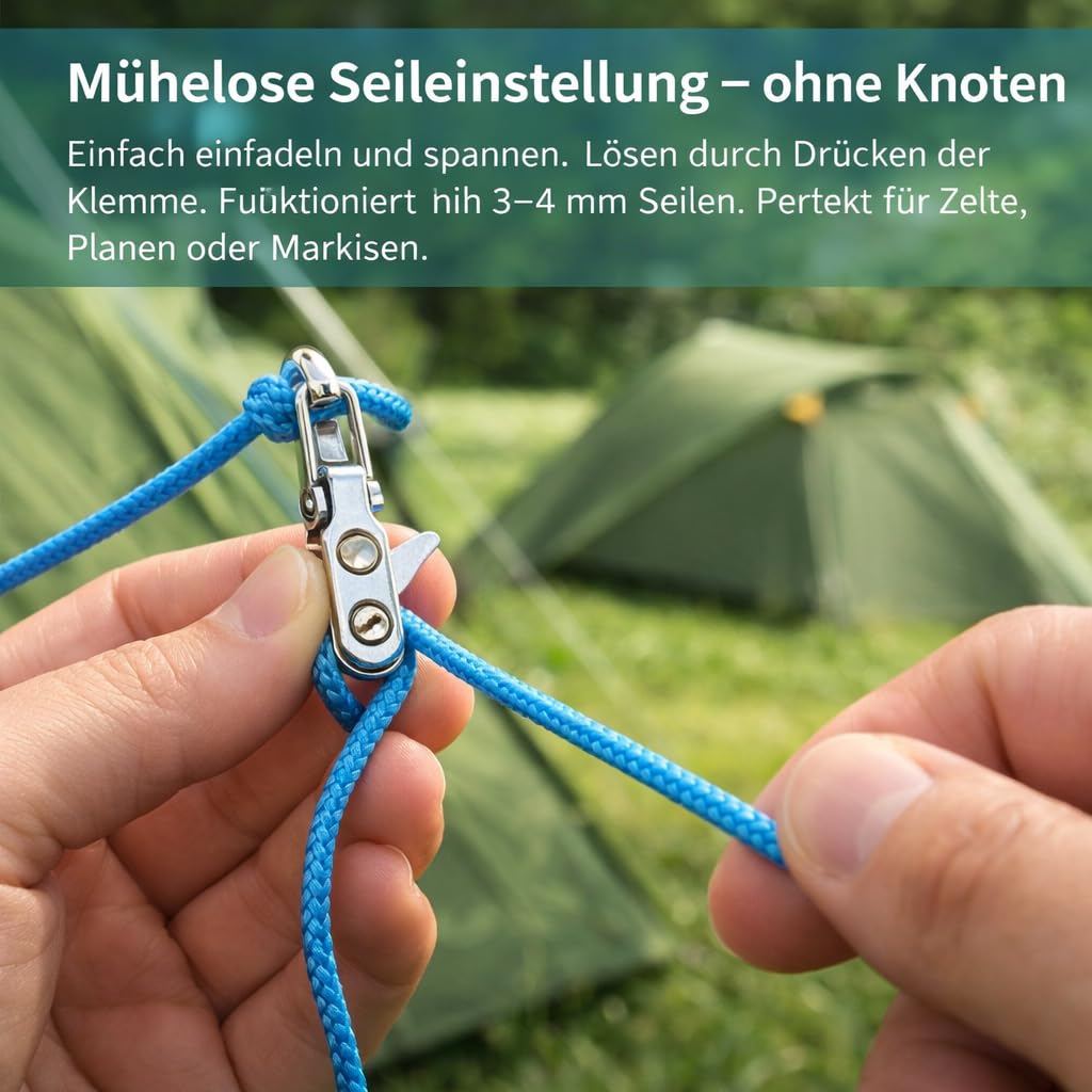 Seilspanner mit Spannschnur und Box Schnelleinstellung Sicher für Camping Boot Zelt
