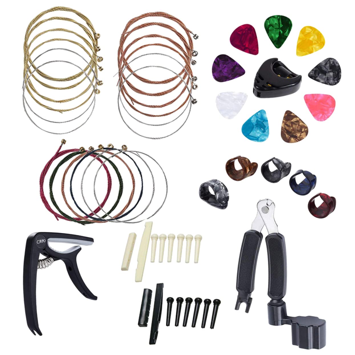 ibasenice 3piezas Kit De Accesorios Para Guitarra Cejuela y De Cambio De Cuerdas Enrollador y Púas Compatible Eléctricas y Acústicas