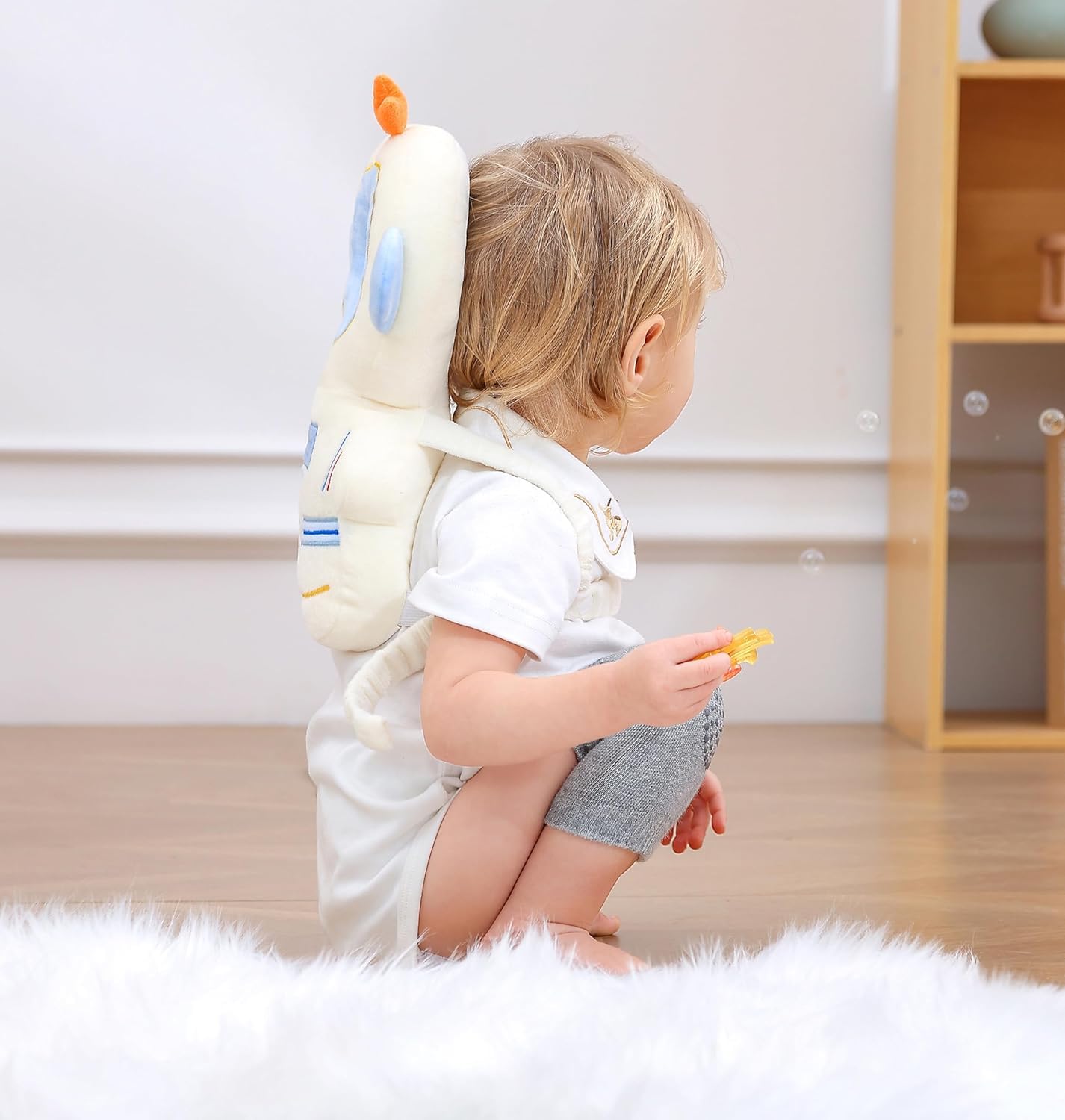 Baby Head Protector Cushion Backpack with 3 Baby Knee Pads for Walking & Crawling,Astronauts, White - Image 3