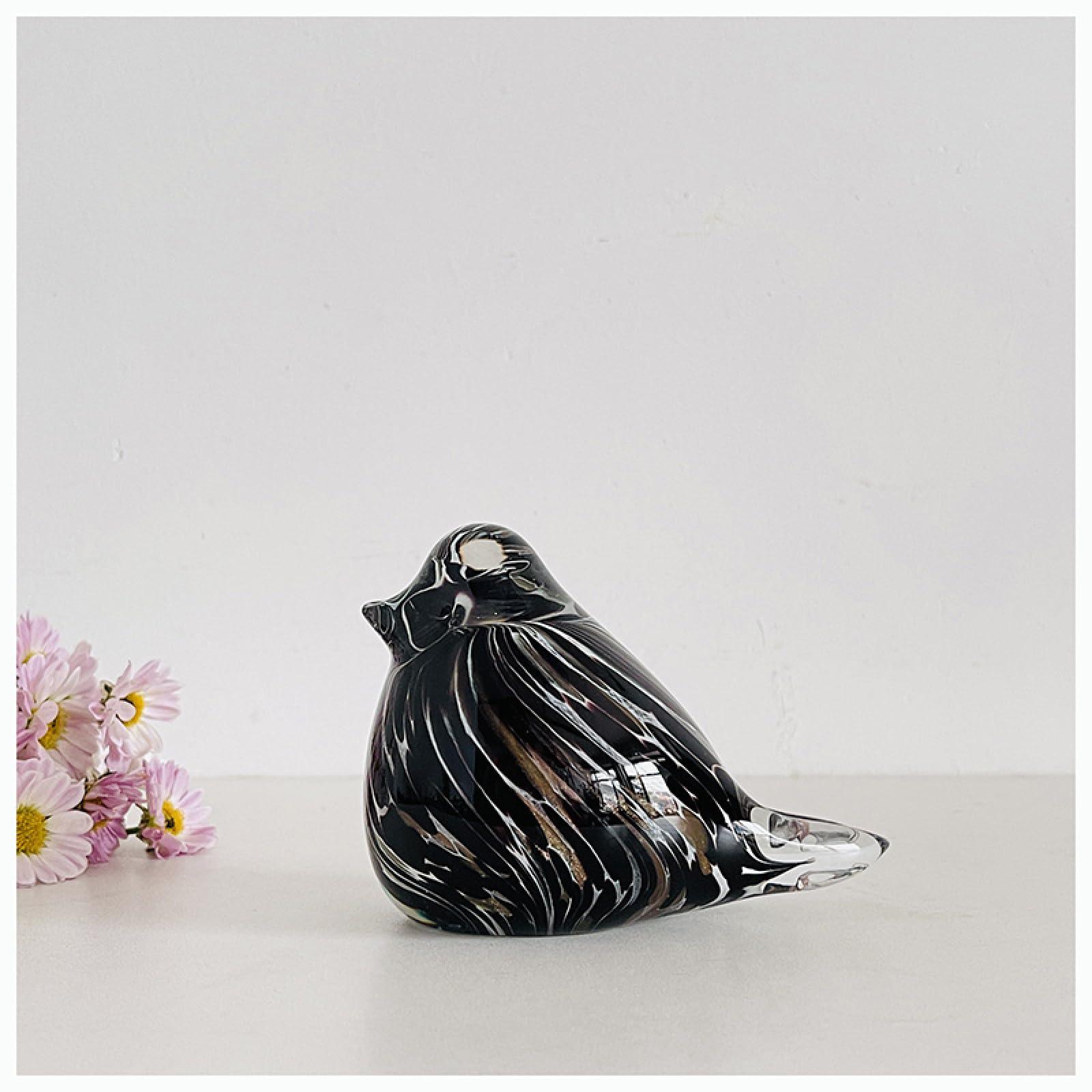 Escultura de Vidrio Hecha a Mano de gorrión Negro pájaro Golondrina Figura de Cristal soplado pisapapeles de Animales Adorno Regalo Mesa decoración del hogar
