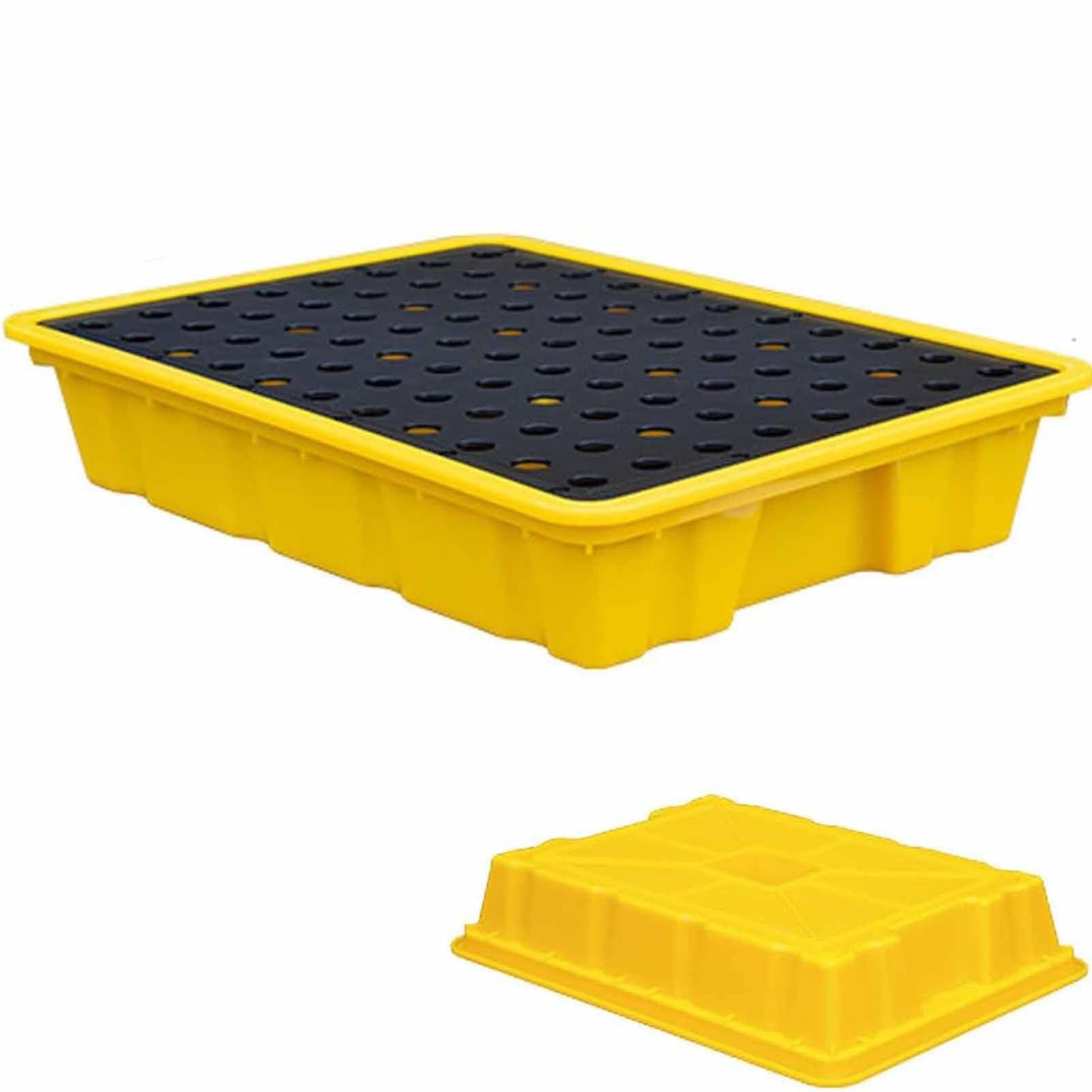 QUSYZD Stackable Spill Containment Pallet Modular Leakproof Tray for Industrial Drums Oil & Chemical Prevention Platform Polyethylene Spill Tray,50 * 36 * 10cm