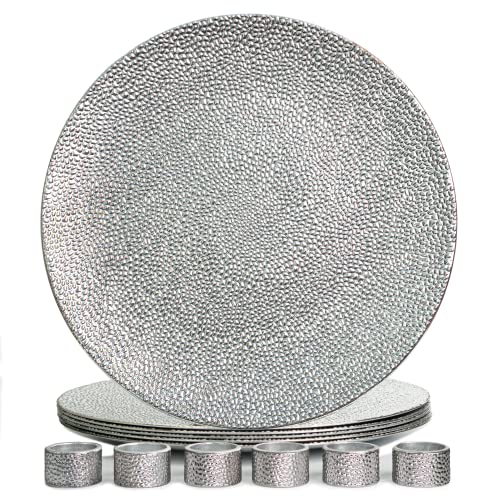 Rickion Charger Plates And Napkin Rings, Set Of 6, Silver Chargers For Dinner Plates – Unique, Elegant, Bubble Plate Chargers & Matching Napkin Rings – Thick, Reusable Pp Plastic #TOP2