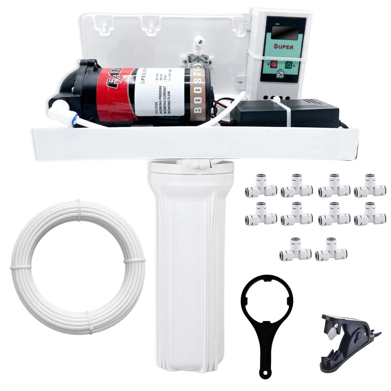 FABTEC 10 Nozzle High Pressure Fogger System for Greenhouse, Dairy Farm & Outdoor Cooling | Automatic Smart Timer Fogging Kit with Booster Pump, PP Filter & Ultra Fine Mist Nozzles-image-9