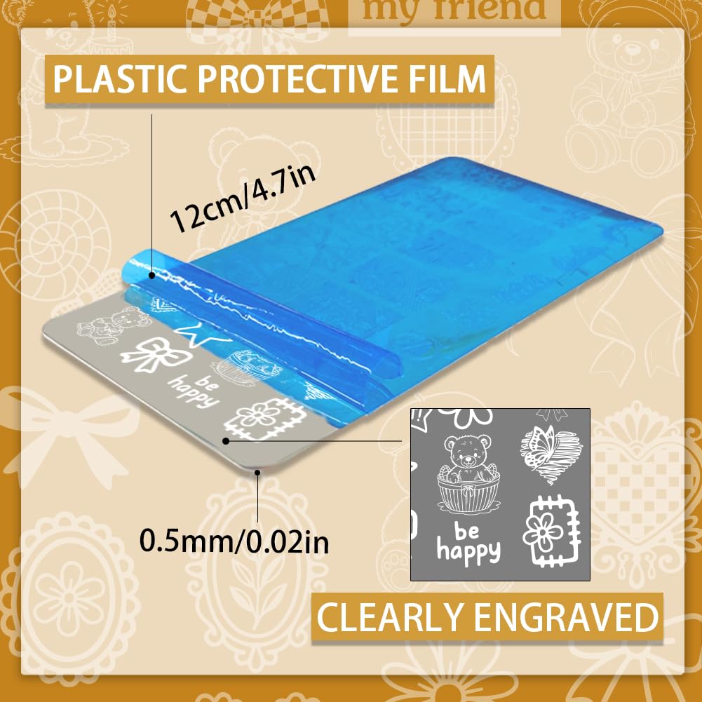 PH PandaHall 3pcs Cute Bear Nail Stamping Plates Bows Heart Nails Art Stencils Butterfly Fruit Mushroom Manicure Art Templates Lovely Sweet Style Nails Image Plates for Women Manicures Salon Design - Image 2