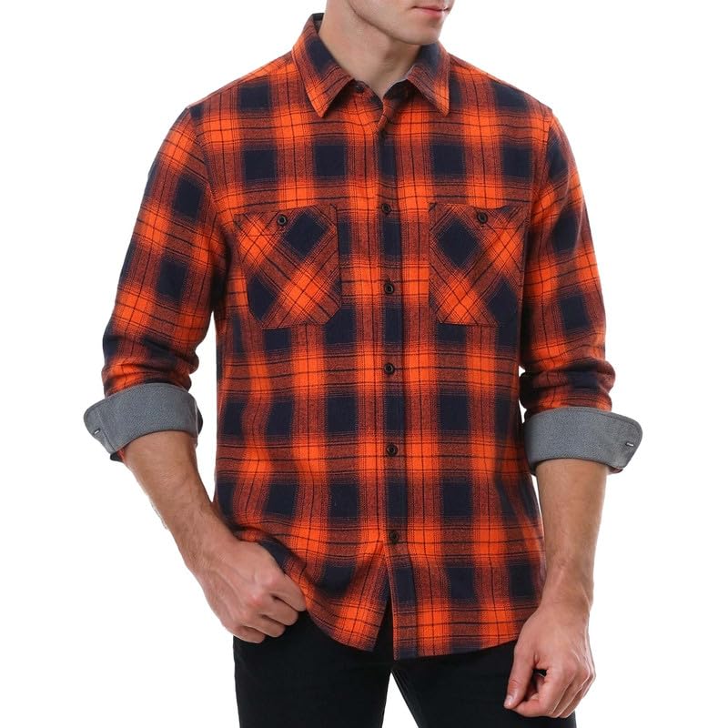 WARHORSEE Flannel Shirt for Men Long Sleeve Button Down Plaid Shirts