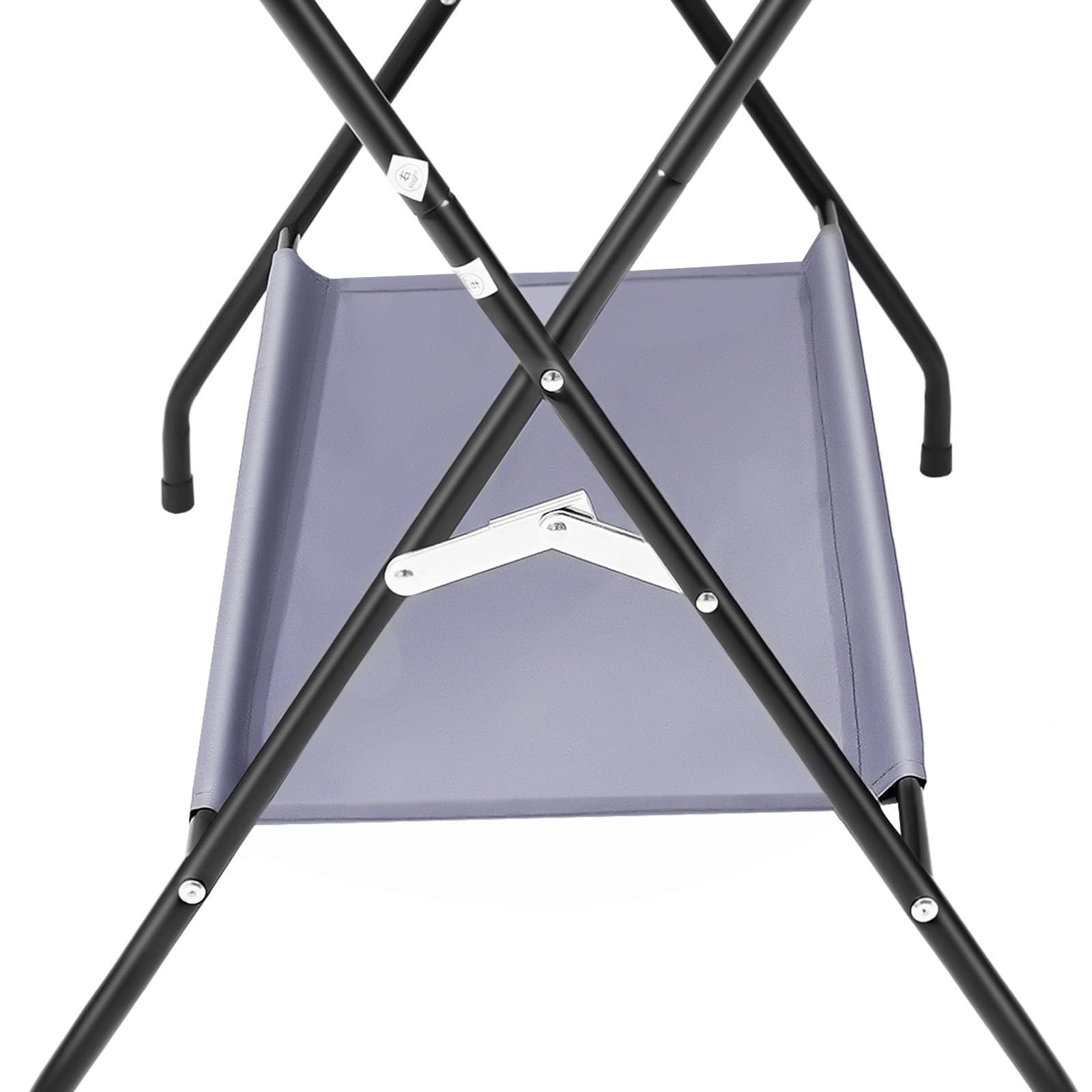 Gris oscuro plegable bebé cambiador altura ajustable pañal infantil estación de enfermería con barra colgante bolsa de almacenamiento estante abierto y ruedas con cerradura Dresser pañal