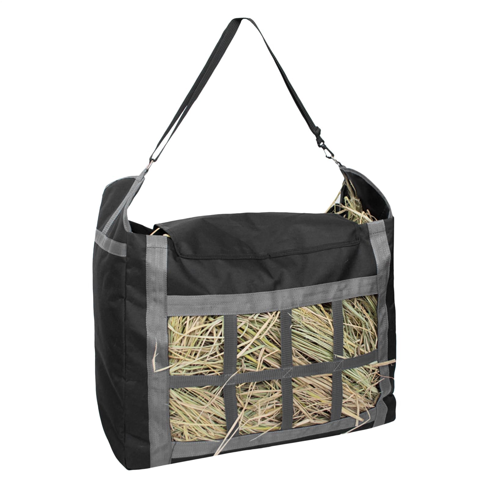 Bolsa de heno para caballos, alimentador lento para caballos, cabras y vacas, red de alimentación duradera para establos, corrales y graneros, ideal para uso en granja, evita residuos, fácil de llenar