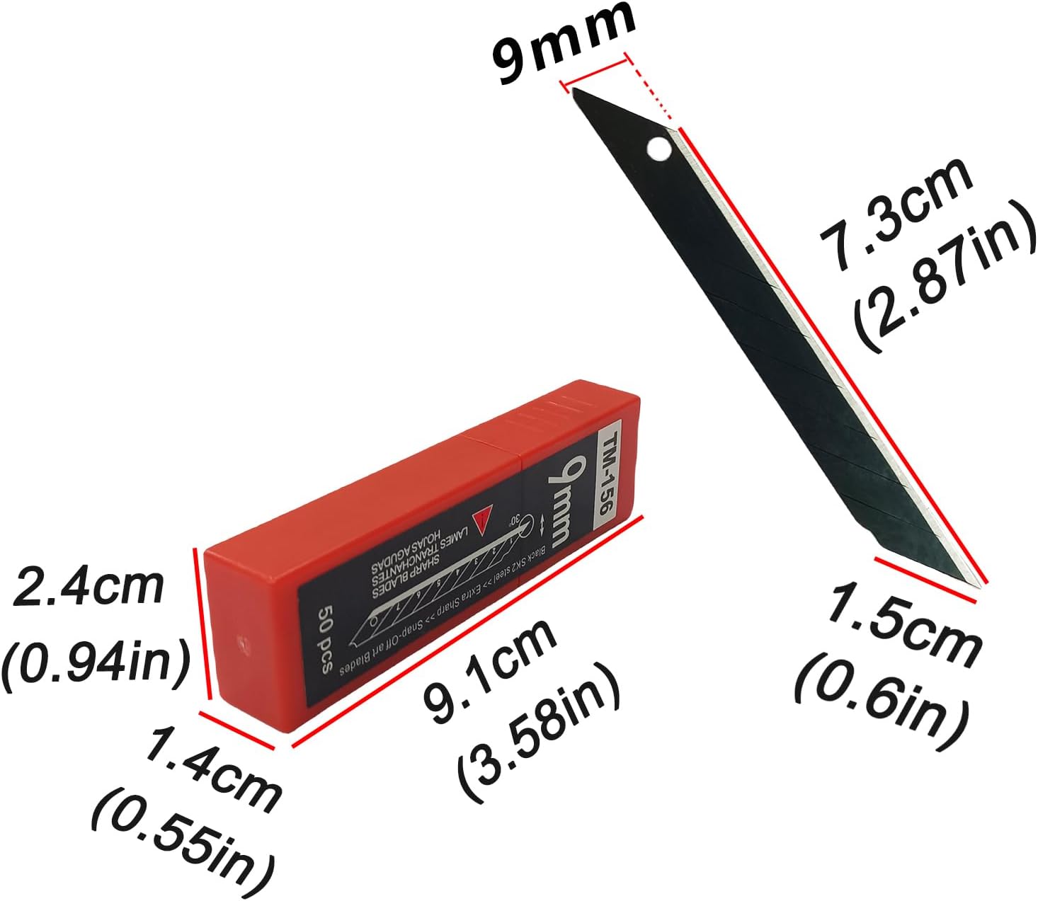 100Pcs Utility Knife Blades 30 Degree 9mm Snap Off Blades,Art Knife Replacement Carbon Steel Blades for Arts,Crafts,Carton,Box,Paper and Window Tint Cutting