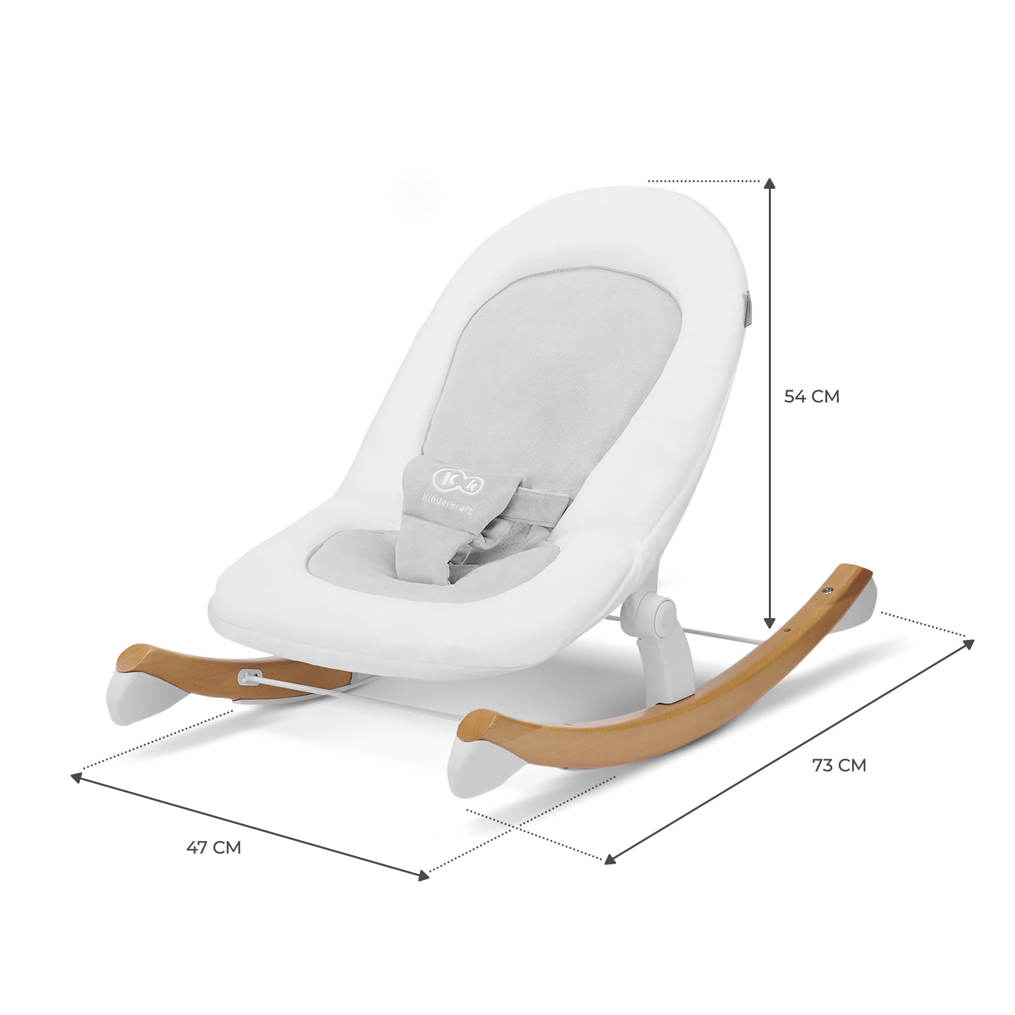kk Kinderkraft Hamaca Bebé FINIO, Balancín, Ligero, Intertek, 9 Kg máximo, Blanco