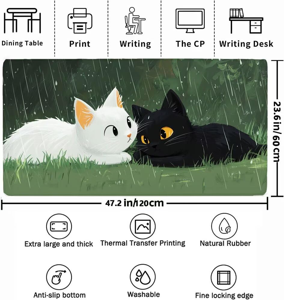 Podkładka pod mysz XXL 1200 x 600 x 3 mm, trawa duża podkładka pod mysz dla graczy, podkładka pod mysz dla kota z wodoodporną antypoślizgową gumową podstawą, mata na biurko do gier. Idealny prezent