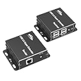 eKL USB Extender Over Cat5e Cat6 Cable 196ft/60M 4 USB 2.0 Ports and 3.5mm Microphone/Audio Port Plug and Play No Driver Supports All Operating System Keyboard and Mouse USB Over Ethernet