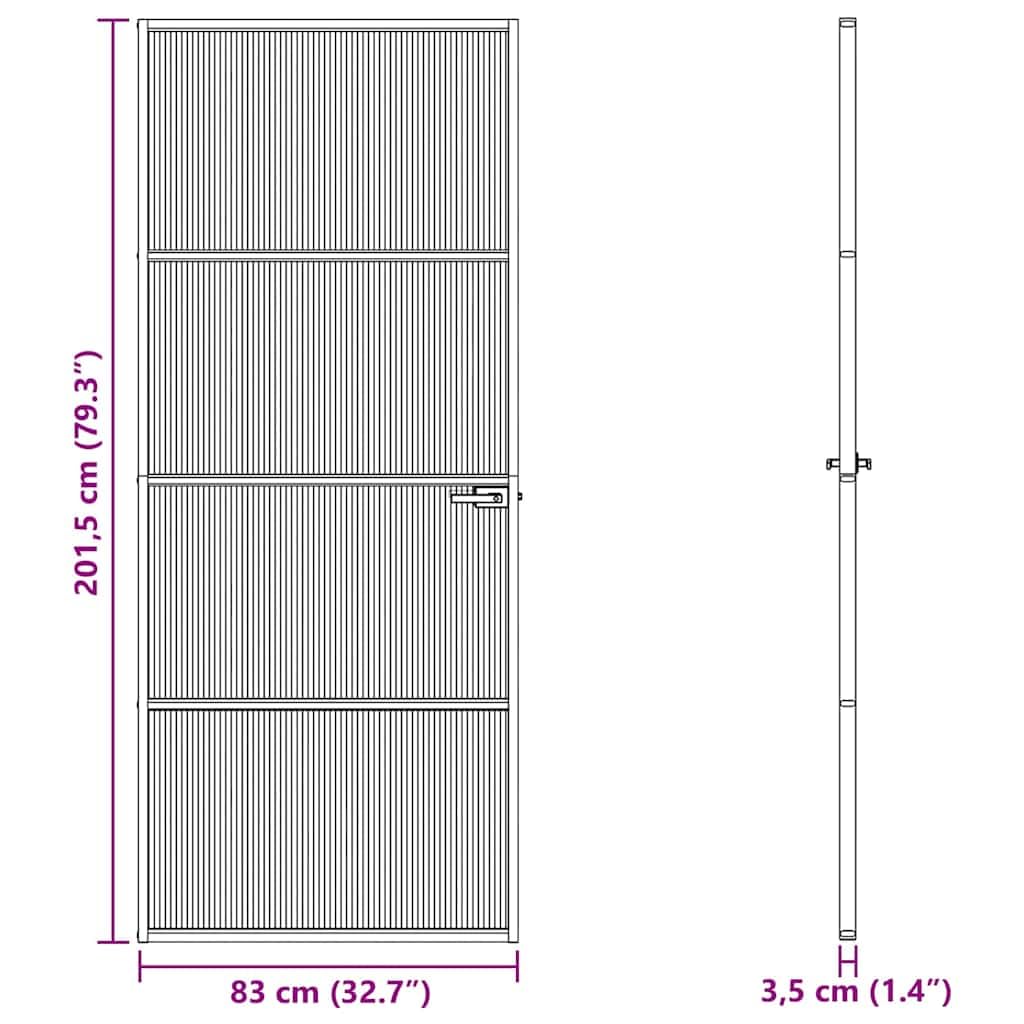 vidaXL Puerta para el Hogar 83 x 201,5 x 3,5 cm, Puerta Interiores Rectangular Moderna, con Cristal Templado y Marco de Aluminio, Ideal para hogar, Oficina y renovaciones