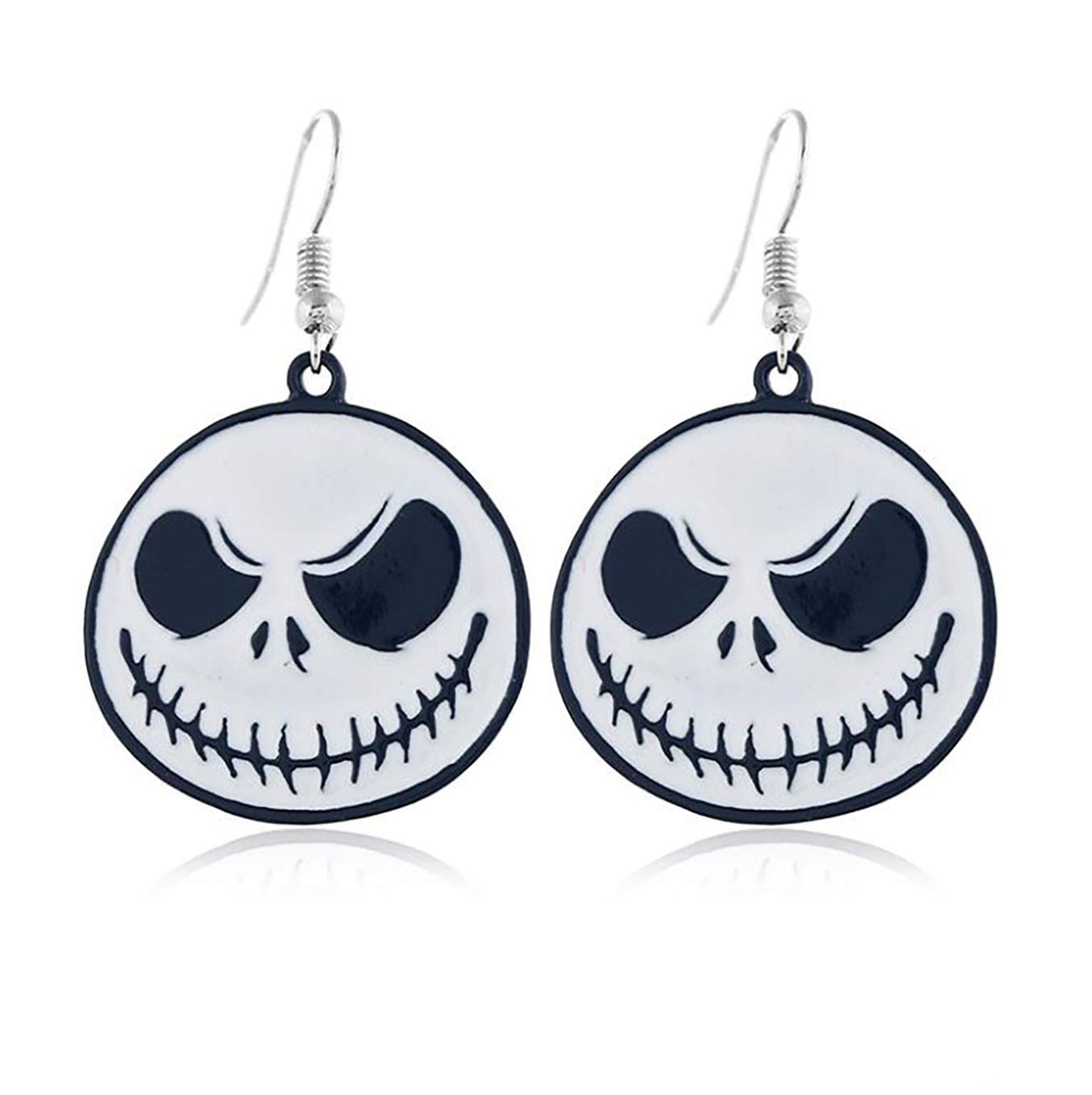 Halloween Carnival! Original Illustration Wind Halloween Series Earrings Ghost Cartoon Spray Skull Earrings Jewelry (White)