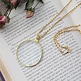 Diseño elegante: disponible para combinar con tus diferentes prendas; El estilo colgante clásico hace que el collar de lupa sea más elegante y retro, agrega un toque agradable a tu disfraz diario, mientras tanto te ayuda a leer todo con claridad.
