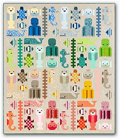 Homespun Hearth Awesome Ocean & Sea Urchins Twin Size Quilt by Elziabeth Hartman